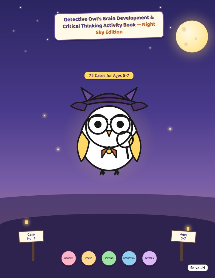 Detective Owl's Casebook cover, Night Sky Edition, 75 Cases